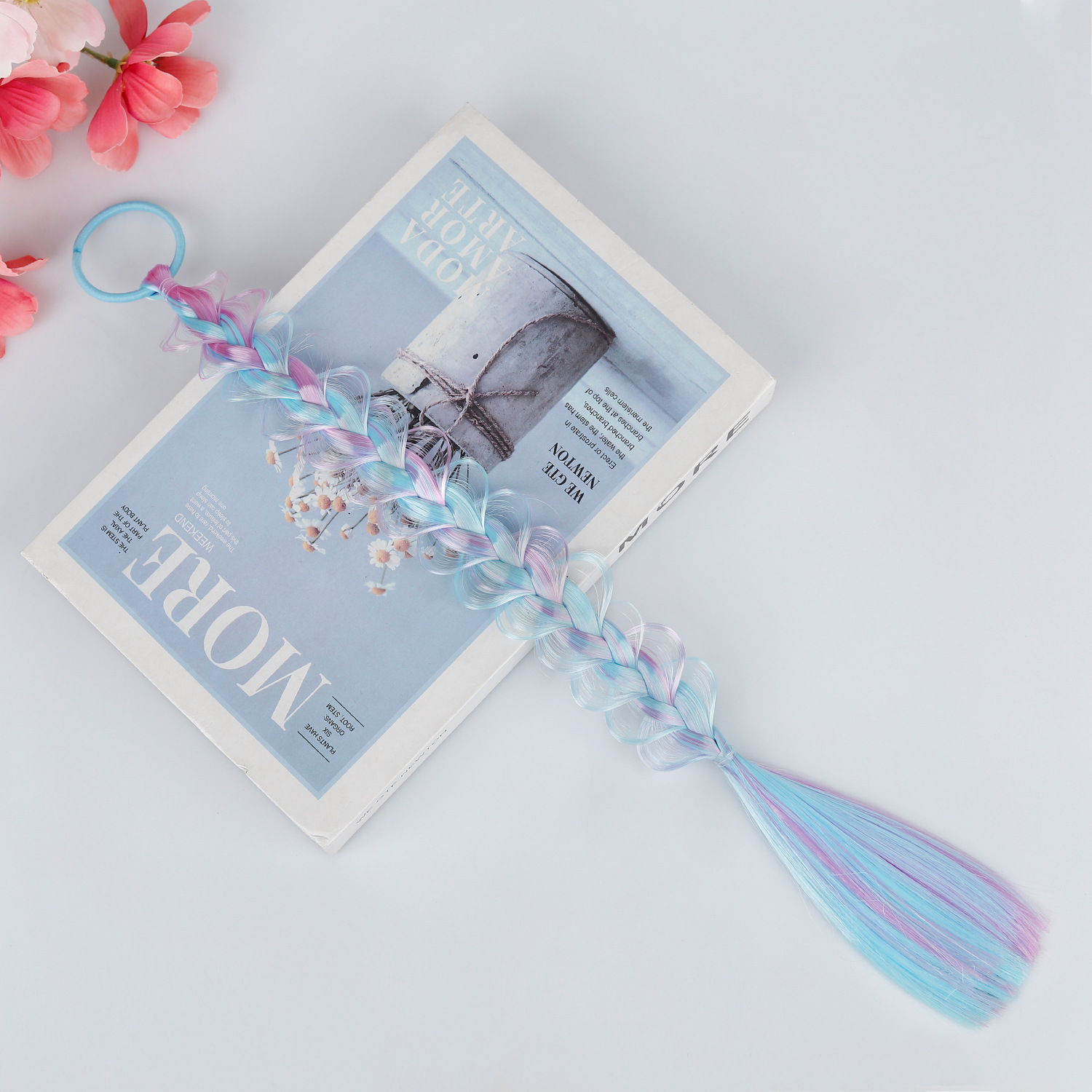 Comercio exterior pelucas de niños trenzas coloridas tocado de trenza burbuja anillo de cabello de alta elasticidad cabello de cola de caballo