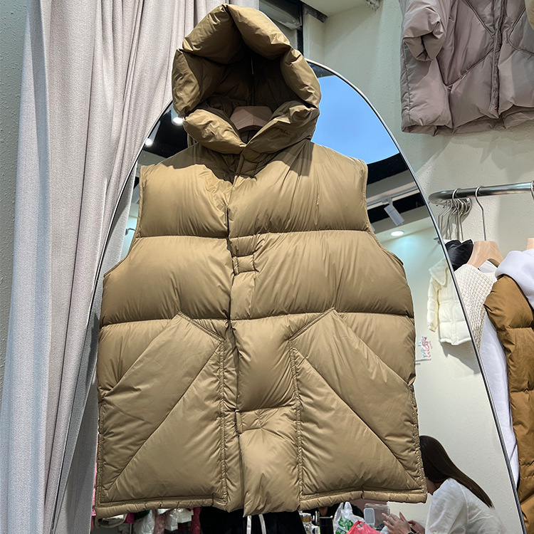 Autumn and Winter down Vest for Women Korean Style Loose Hooded Thickeneded 90 White Duck down Fashionable Casual Vest Waistcoat Trendy and Versatile