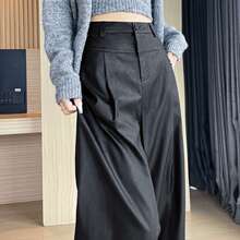 皮裤阔腿裤女25秋冬季新款高腰显瘦宽松休闲垂坠感直筒拖地长裤子
