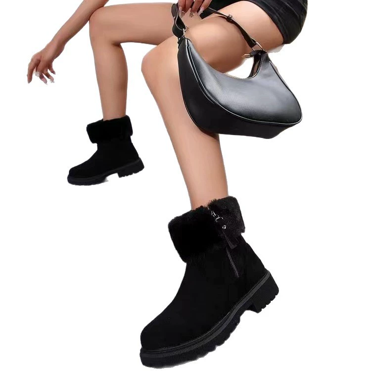 Women’s Martin‑style demi‑season warm boots, plus sizes 36–42, plush‑lined short tube