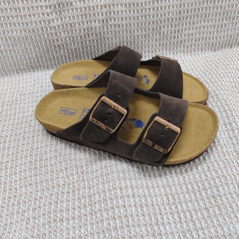 Two-word brand genuine leather Birkenstock-style sandals, thick-soled, non-slip, beach sandals, couple's shoes, available in large sizes, casual and versatile, same style as Sangpo sandals
