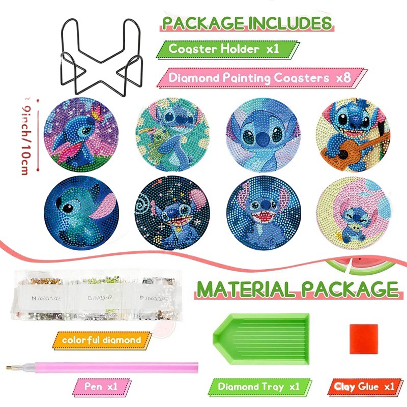 Aliexpress Cartoondiy Diamante Pinting Punts Perforador de tazas acrílicas caseras con portavasas Mickey Minnie Stitch