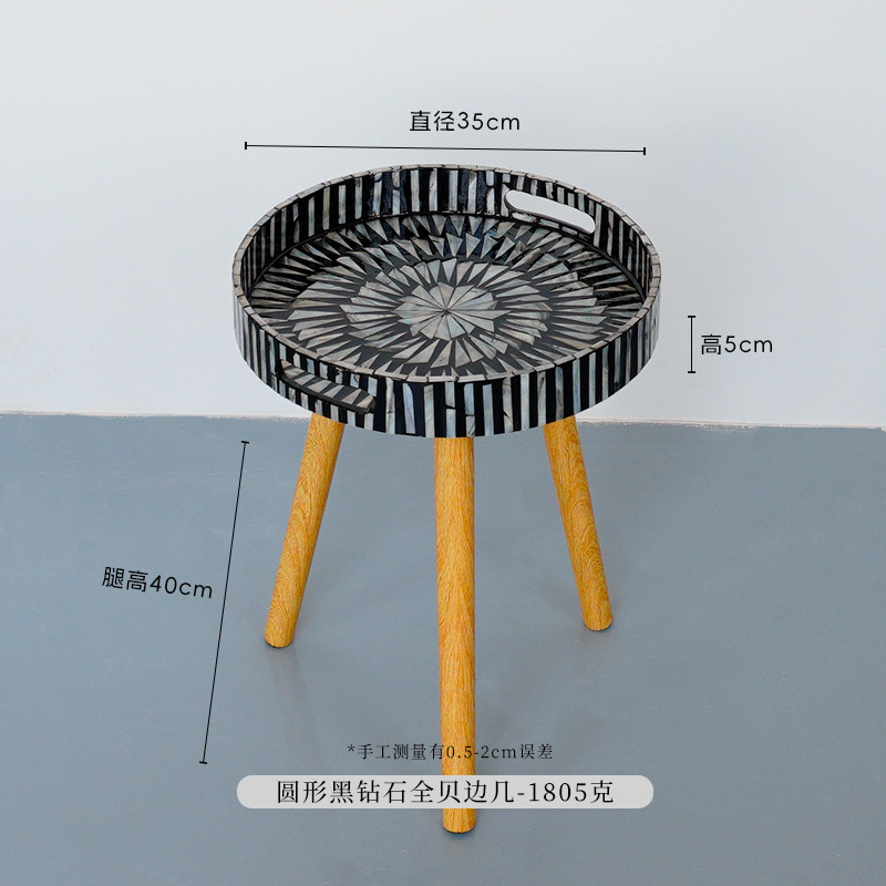 Mesa de té de madera sólida, mesa de té de madera sólida, sofá de salón, mesa redonda de balcón, mesa de té de almacenamiento en el hogar