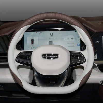 Xingrui Haoyue Galaxy L7 Vision – Steering wheel cover - geely-d-type-brown-and-white-ultra-thin-model-default