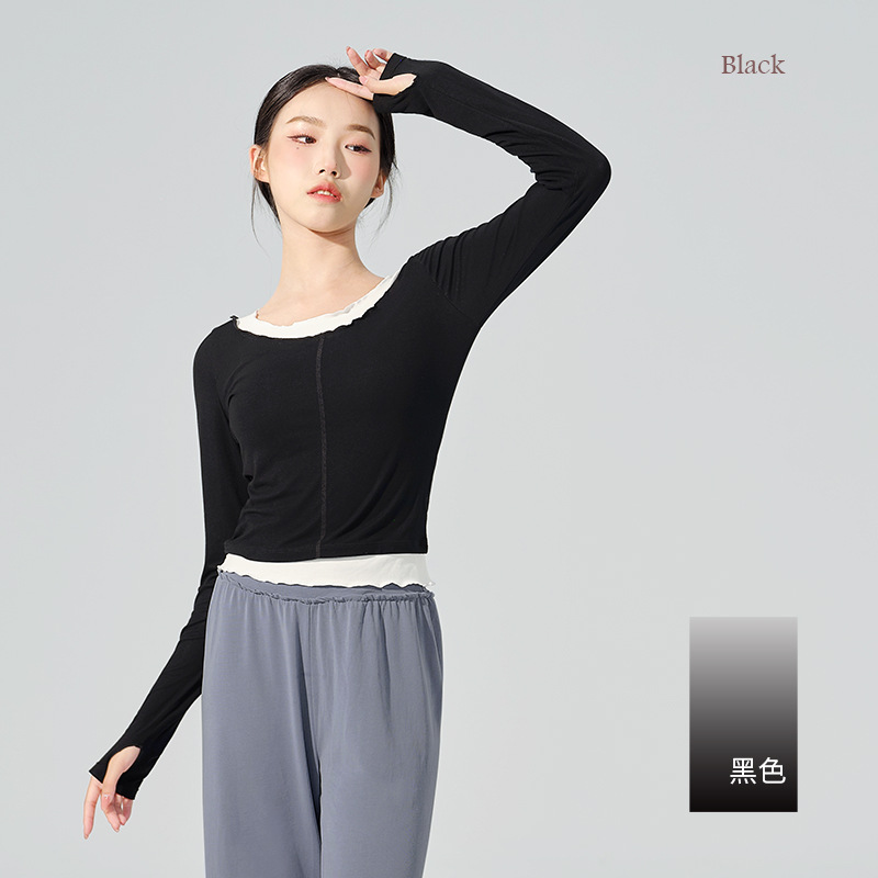 Body Dance ropa entrenamiento superior arte examen femenino adulto moderno danza práctica ropa falso dos piezas 2023 nueva manga larga