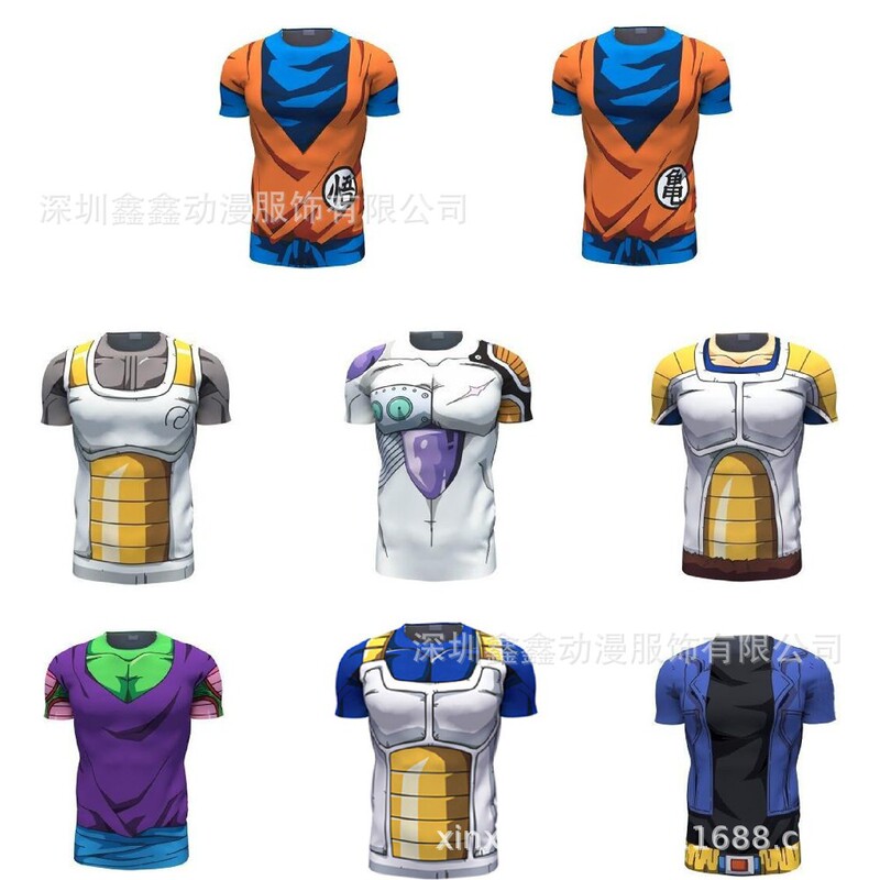 Europe and the United States cross-border foreign trade Men's cosplay Dragon Ball series 3D printing quick-drying clothes short sleeve t-shirt factory direct sales