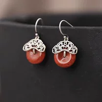 Серьги из сережек в ретро-китайском стиле натуральный южный красный агат серьги-серьги высокого уровня искусства ретро дикий темперамент дамы