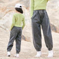 兒童牛仔褲燈籠褲春秋長褲子2023年春裝新款大女童外穿牛仔休閒褲