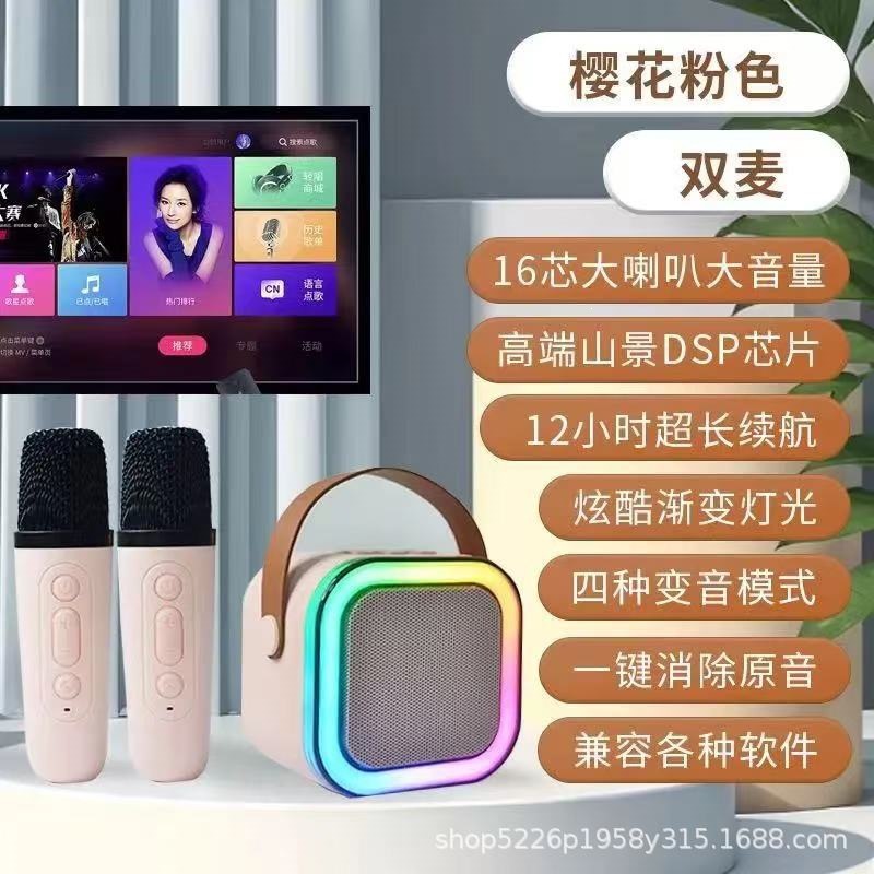 K12 altavoces nuevos productos populares populares k canción familia ktv sonido bluetooth en un micrófono mini karaoke