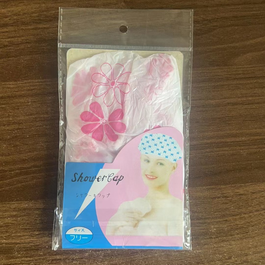 Shower Cap, Disposable Shower Cap, Printed Shower Cap, Floral Shower Cap, Plastic Shower Cap, Pe Shower Cap, Waterproof Shower Cap for Bathing, Hair Dyeing Shower Cap
