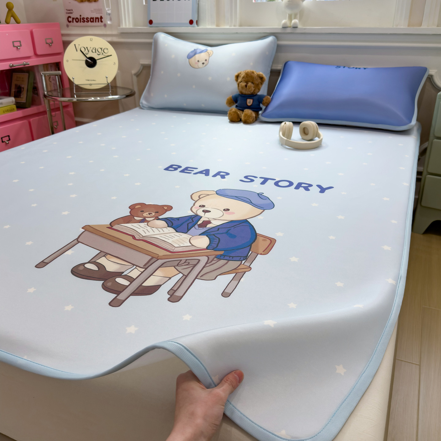 Verano sensación fría alfombra de hielo para dormir desnudo grado madre y niño caricatura lavable con máquina alfombra de hielo de aire acondicionado de tres piezas alfombra suave