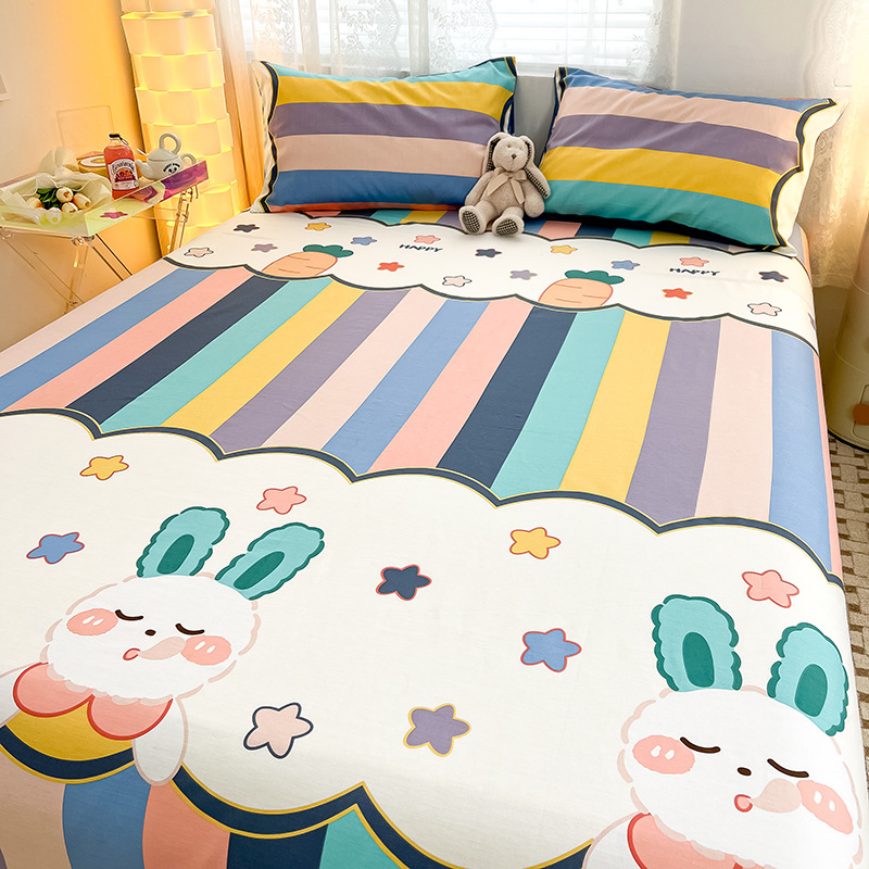 Nuevas sábanas de algodón lindo para niños de una sola pieza de algodón, dormitorio de estudiantes individual, traje de tres piezas de 1,5 metros, verano