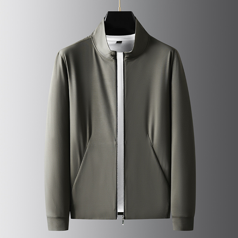Solid color elastic jacket with zipper