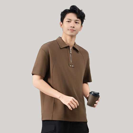 Lel Collar Texture Roman Cloth Polo Shirt Men's Summer 2025 New Arrival Wear-Resistant Loose Casual Breathable Short-Sleeved T-Shirt