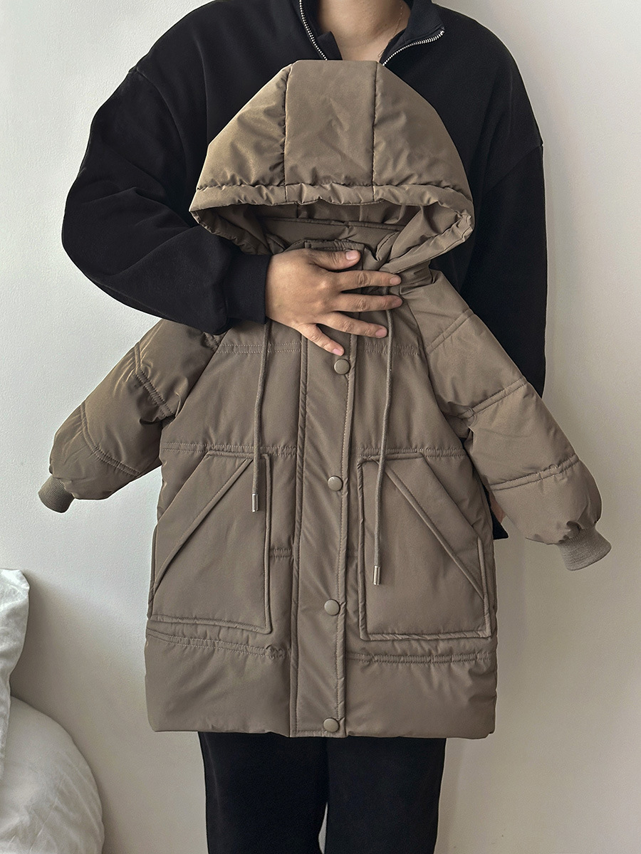 Chaqueta de plumón para niños de longitud media, gruesa, para otoño e invierno, estilo de ropa de trabajo a la moda, ropa infantil de plumón de pato blanco, abrigo cálido de invierno para bebés.