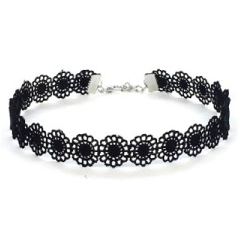 Комплект chokers ожерелья, готический европейский стиль, черное кружева, 6 штук регулируемых чокеров