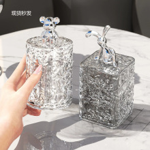 客厅家用牙签盒高级感冰川纹防尘收纳盒牙签罐牙线罐棉签盒牙签筒