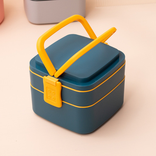 Japanese double-layer portable lunch box with lid office lunch box student lunch box multi-layer microwave heating