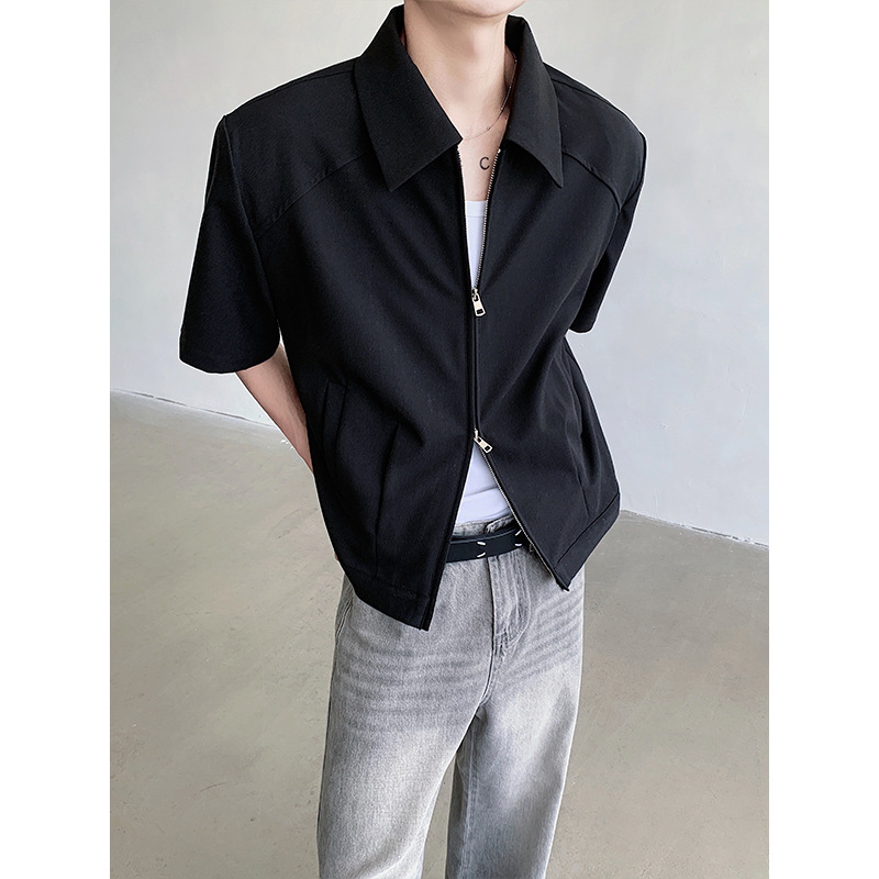 Spring and summer cleanfit simple short jacket men's handsome black short sleeve jacket JK933085