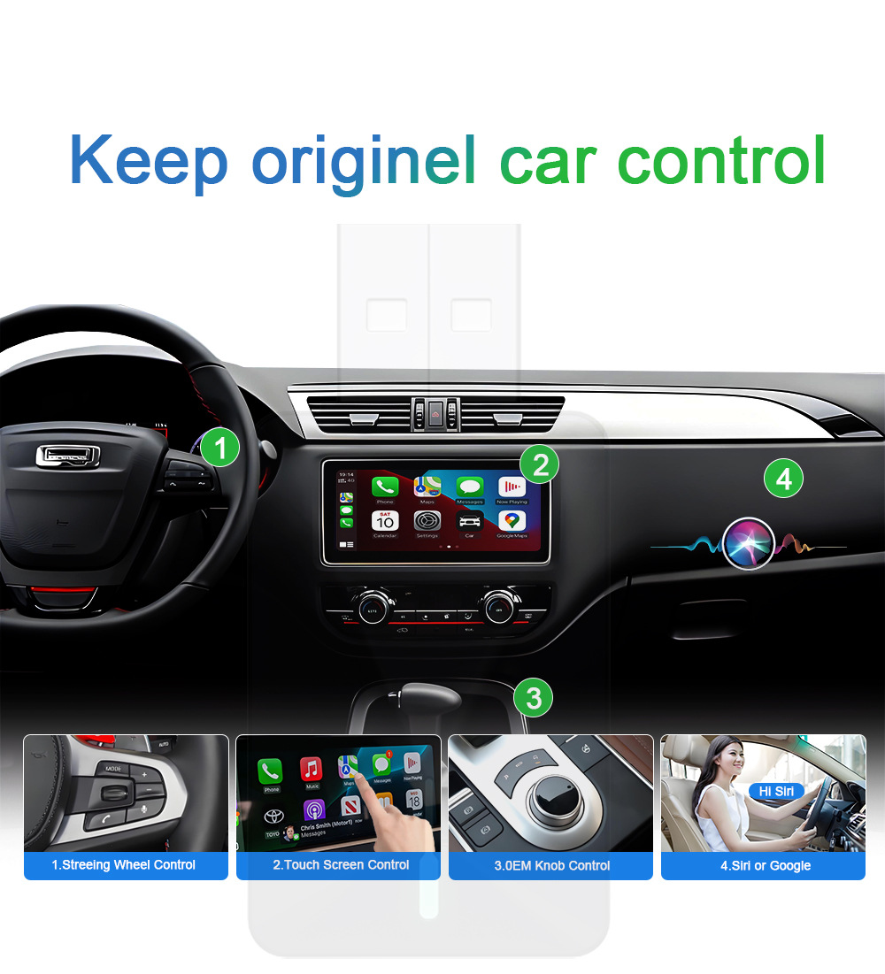 Cross-Border Wireless Carplay/Android Auto Box Suitable for Original Car Wired-To-Wireless Adapters