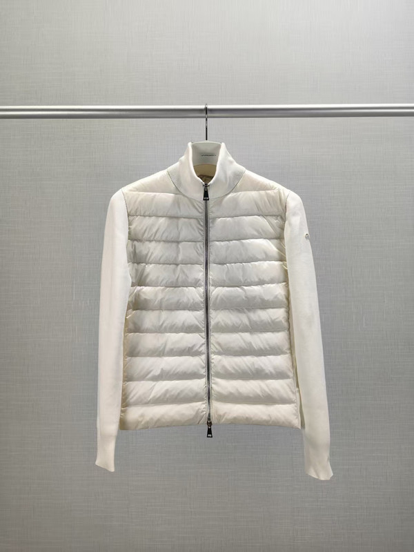 蒙家25ss M家新款纯色立领针织拼接拉链长袖羽绒服外套女款|undefined