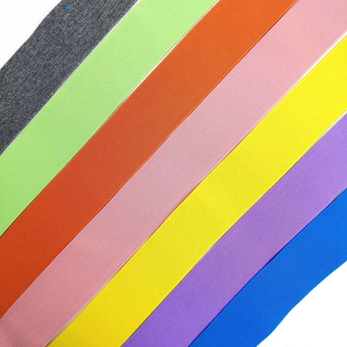 150 colores en stock 1.5-15cm color de nylon cifrado pantalones expuestos tiras de goma de alta elasticidad