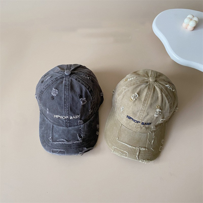 Primavera y otoño personalidad de otoño sombrero de sol para niños gorra de lengua de pato estilo coreano agujero mendigo sombrero de béisbol para niños