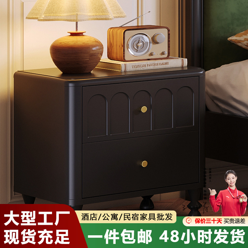 프랑스 복고풍 스타일 침대 테이블 간단한 현대 침실 단단한 나무 저장 캐비닛 홈 가벼운 고급 고급 침대 옆 보관 캐비닛
