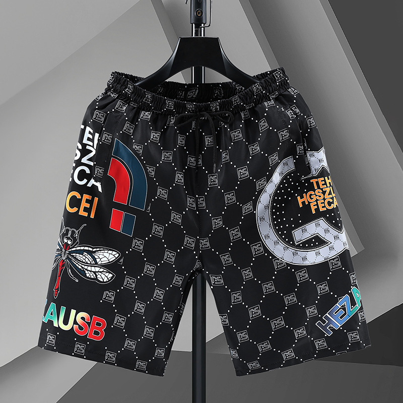 Men's Lightweight Quick-Dry Polyester Beach Shorts Casual Summer Striped Design Swimming Vacation Drawstring Waist_voghion.com