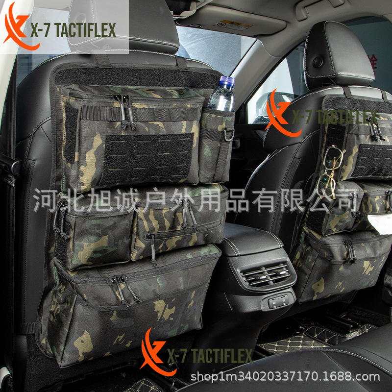 Diseño de almacenamiento de múltiples compartimentos de bolsas de almacenamiento en el asiento trasero de vehículos tácticos pesados cremallera de nylon cerrada para SUV