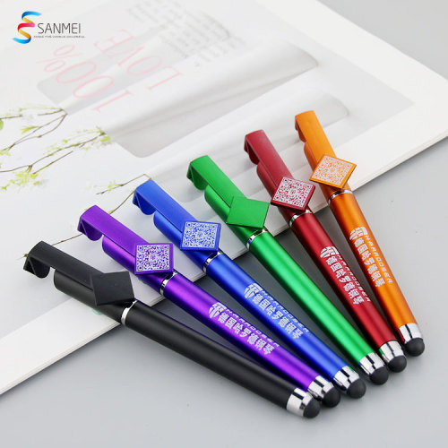 Cross-border multi-functional QR code neutral water pen wholesale mobile phone stand touch head advertising pen foreign trade gift promotion