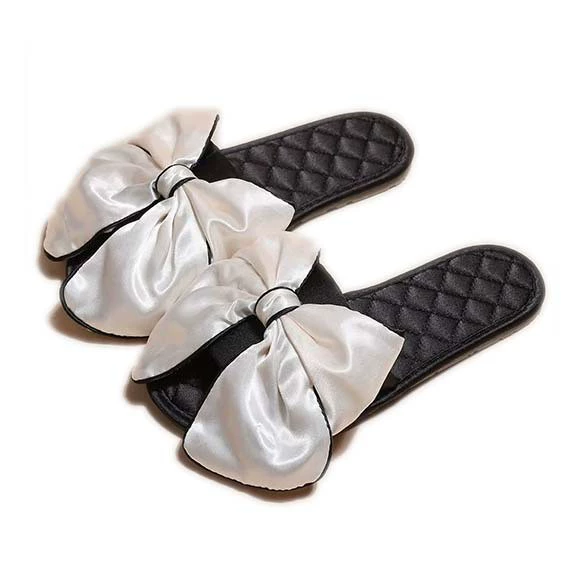 Весенне-летние новые плоские тапочки в китайском стиле с бантом для дома, нескользящие шелковые и атласные тапочки с мягкой подошвой, стильные крутые ретро-тапочки