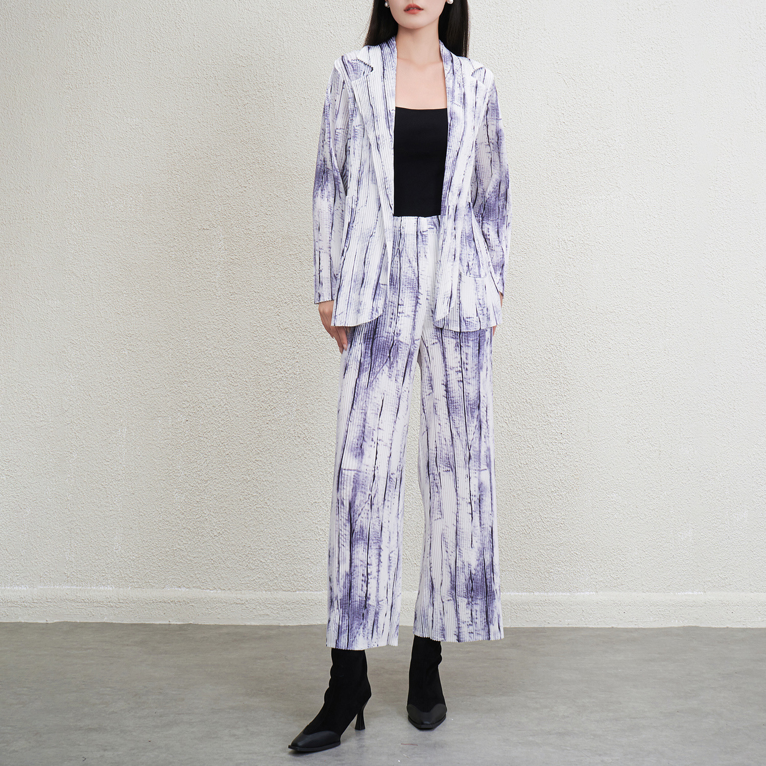 GraceChic, completo da donna di alta moda per pendolari, elegante, spesso, resistente, a righe leggere, in due pezzi_voghion.com