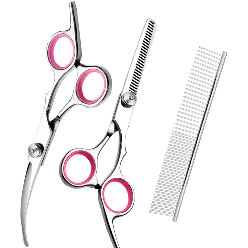 Perro profesional corte de pelo tijeras curvadas traje de corte de pelo de peluche tijeras de corte de pelo de acero inoxidable directo de fábrica