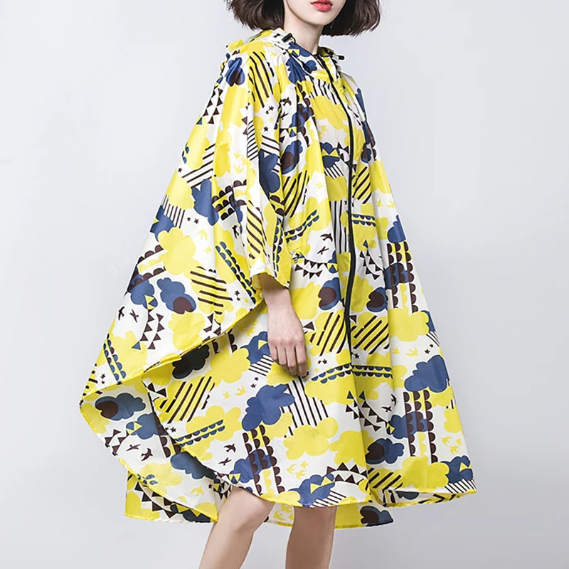 Cross-Border Fashion Raincoat, Rainproof, Lightweight, Portable Poncho Raincoat, Adult Printed Cycling Hooded Outdoor Poncho