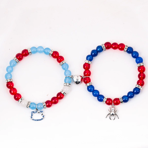 Blue kitty cat+spider bracelet