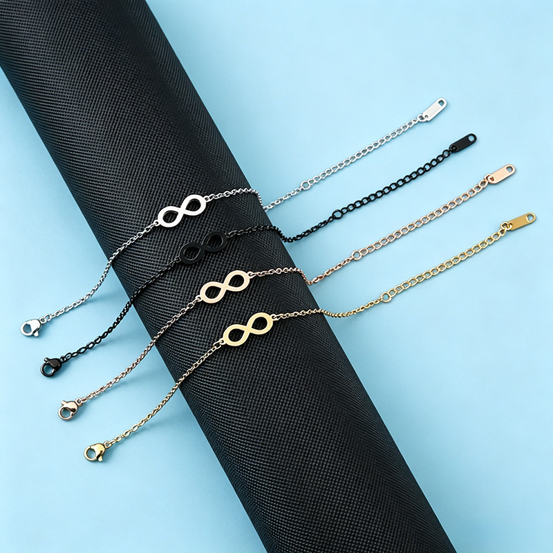 European and American Cross-Border Flat Cross Chain Infinity Symbol Stainless Steel Bracelet, In-Stock Personalized Simple Lucky Number 8 Bracelet