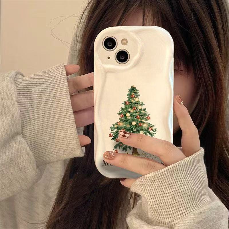 Árbol de Navidad para Apple 16PROMAX funda para teléfono iphone12/13 patrón de crema 14pro/15/11 chica