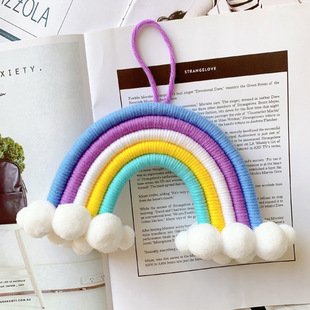 Hand-Woven Clouds Rainbow Pendant Children's Room Hanging Decoration Kindergarten Nordic Style Decoration Wall Bedroom Layout