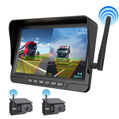 Cross-Border Hot-Selling Passenger and Cargo Driving recorder - 7inch-forklift-wireless-recorder-two-way-bsd-blind-spot-warning-2-solar-magnetic-cameras-reversing-images