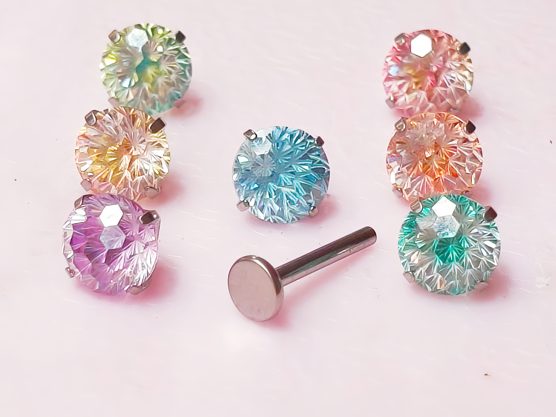 Pointed labret stud close-up product detail