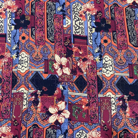 Этническая ткань, хлопок и лен, этнический стиль, цветочный, бохо стиль