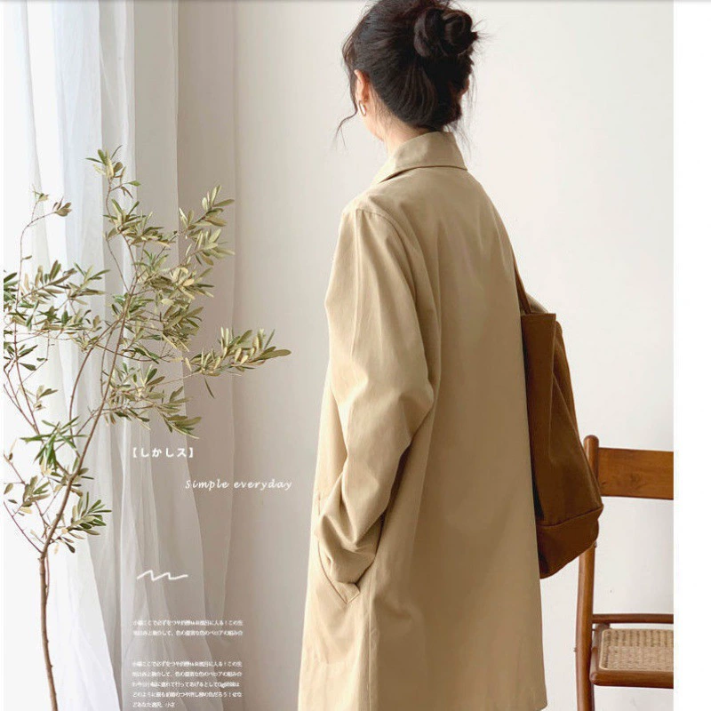 Осеннее длинное trench coat, куртка для студентов, середина длины, корейский стиль