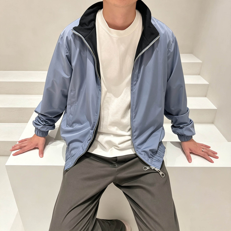 Live supply of Tencel wool three-proof fabric old money style bomber light luxury double-sided jacket for men Live supply of Tencel wool three-proof fabric old money style bomber light luxury double-sided jacket for men