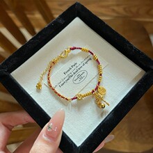 艾瑞雅红编绳转径筒吊坠手绳新中式国潮风手链复古民族风饰品推荐