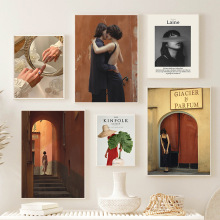 北欧艺术小众挂画卧室ins摆画服装店情侣摄影海报时尚线条装饰画