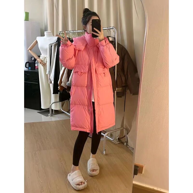 中长款过膝羽绒服女2025年冬季新款韩版宽松连帽休闲加厚抗冻保暖|undefined