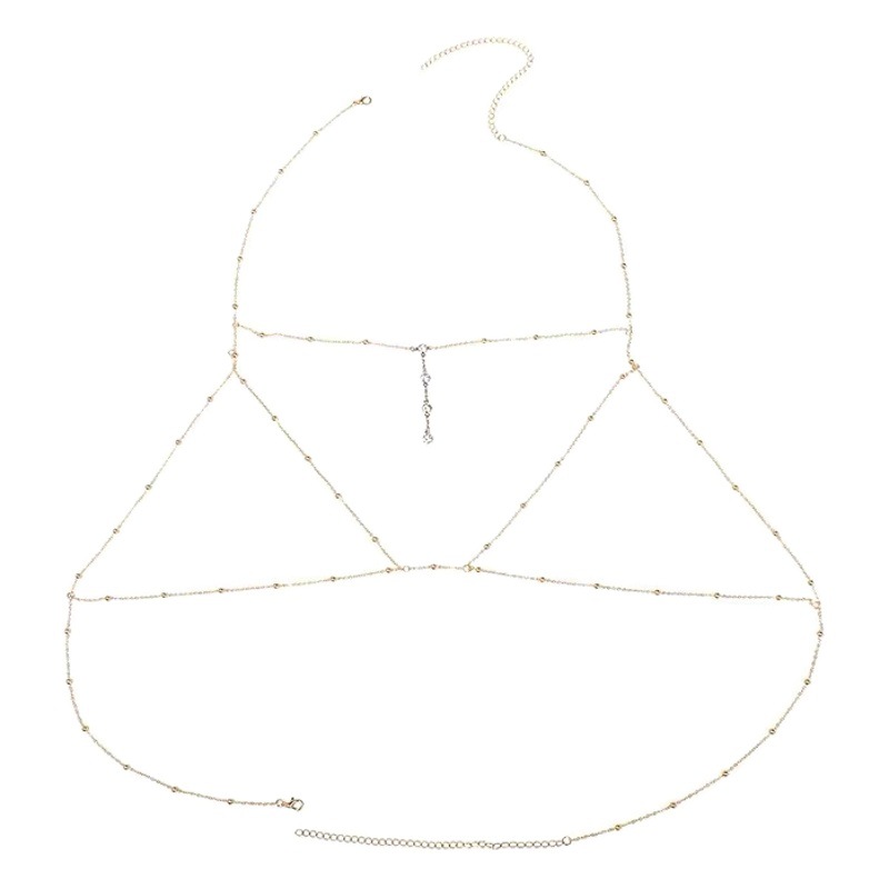 Moda europea y americana diamante bikini cuerpo cadena sexy diamante pecho cadena joyería mujer playa fotografía Ropa Accesorios