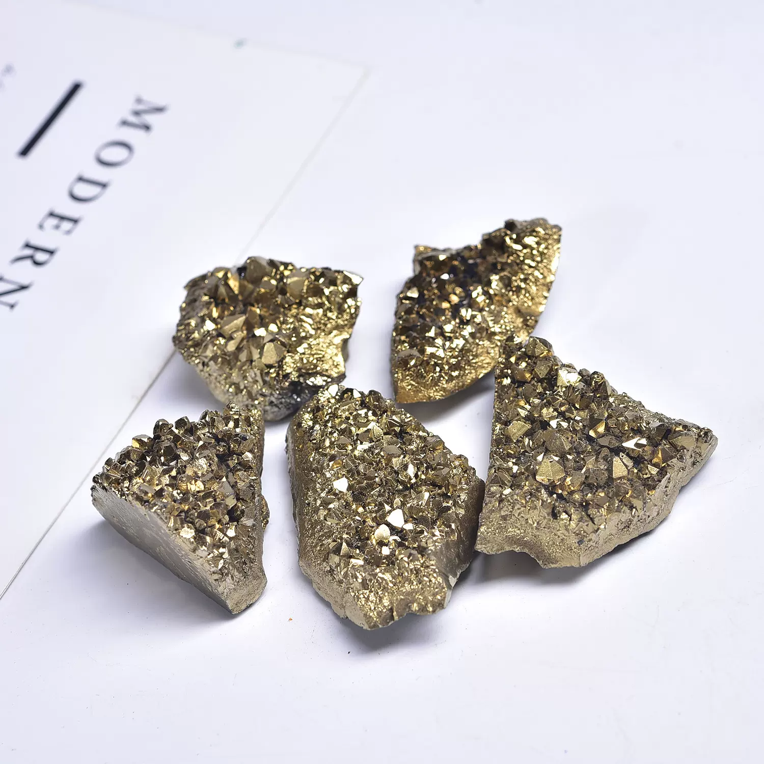 天然紫水晶簇电镀金色晶簇矿物晶体标本晶芽碎片裸石饰品原石摆件