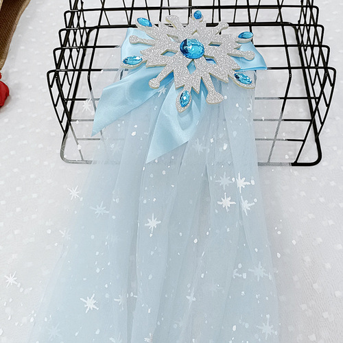 Elsa Princess Snowflake Headpiece for Little Girls, Elsa Princess Dress with Veil Clips for Children
